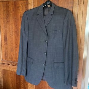ANDREW FEZZA SUPER 100's Silk & Wool Gray SUIT 3 button men suit